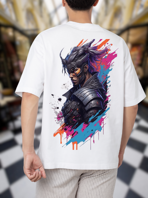 Warrior Art T-Shirt, White Cotton, Casual Oversized Unisex T-Shirt