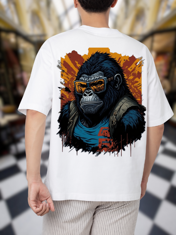 Cool Gorilla Graphic T-Shirt, White Cotton, Casual Oversized Unisex T-Shirt