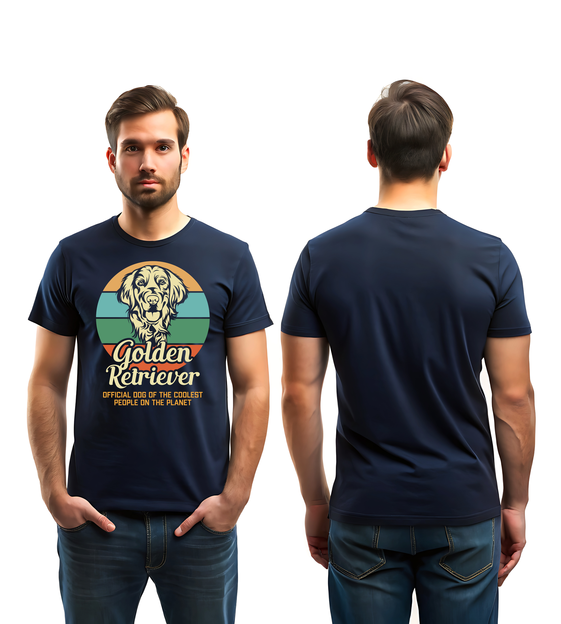 GOLDEN RETRIEVER NAVY BLUE TSHIRT