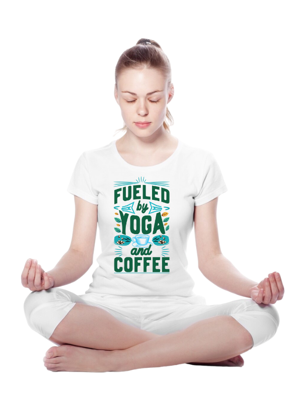 "Fueled by Yoga & Coffee" Women's T-Shirt – Yoga & Caffeine Love Tee