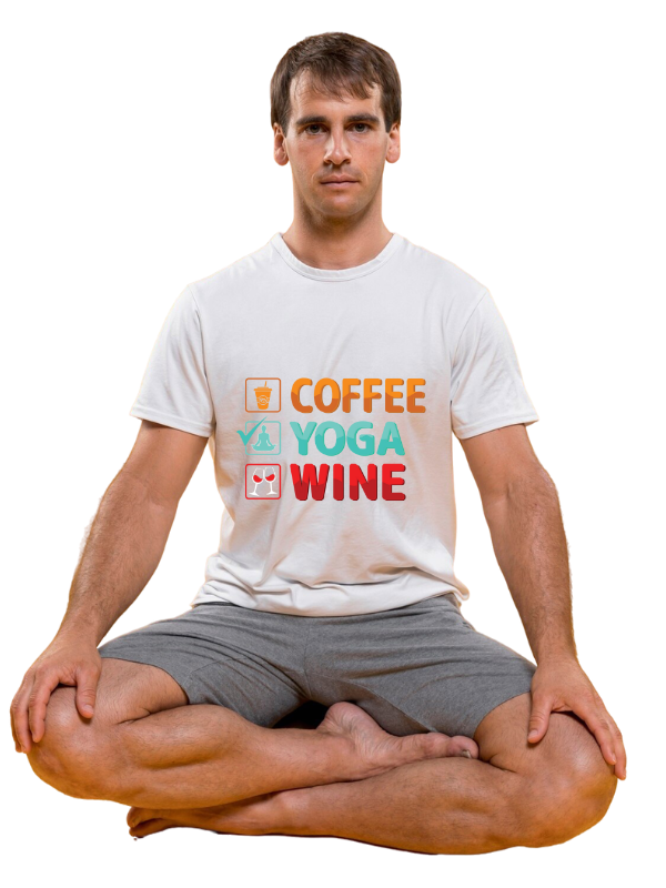 "Coffee Yoga Wine" U=Men's Yoga T-Shirt