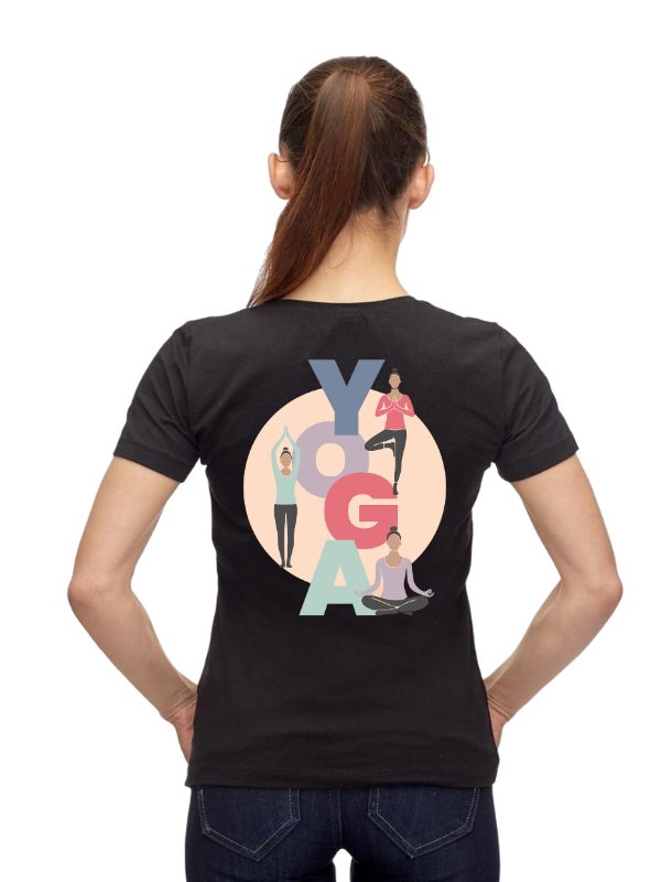 yoga day short sleeves printed graphic - unisex t-shirt black ii