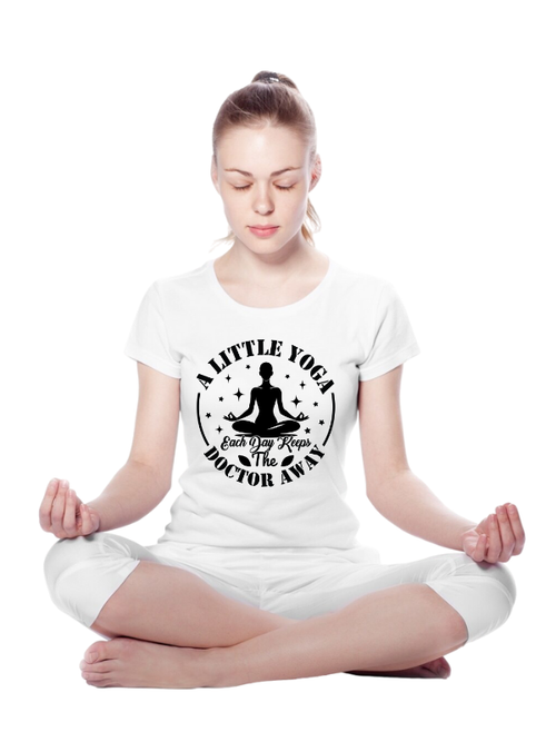 "A Little Yoga Keeps the Doctor Away" Unisex Yoga T-Shirt