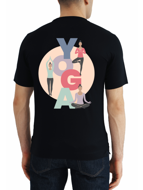 yoga day short sleeves printed graphic - unisex t-shirt black ii