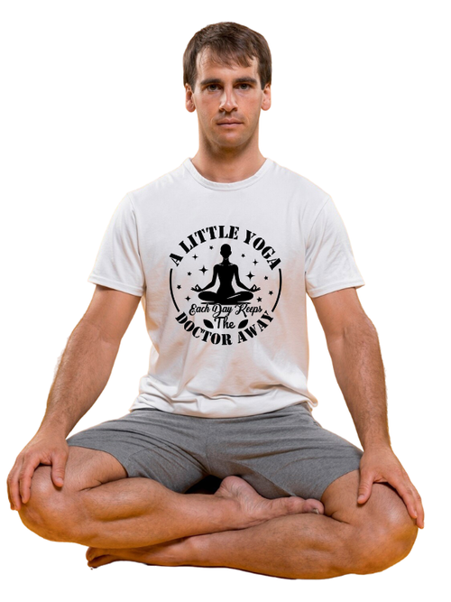 "A Little Yoga Keeps the Doctor Away" Unisex Yoga T-Shirt