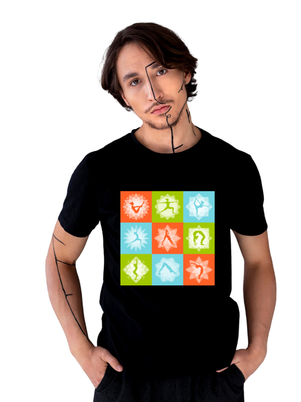 yoga day short sleeves printed graphic - unisex t-shirt black vii