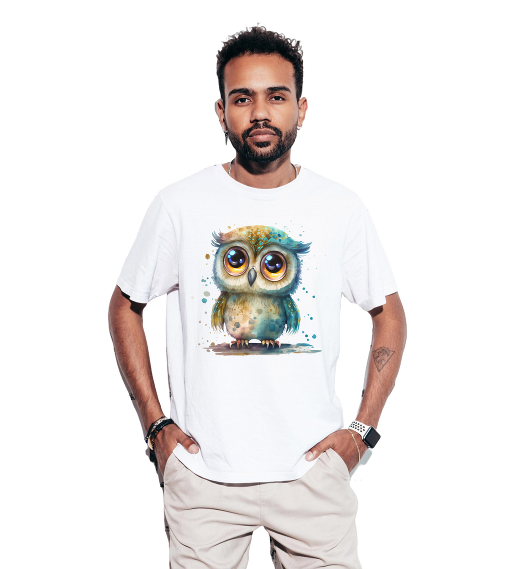 ANIMAL DESIGN OWL WHITE T SHIRT