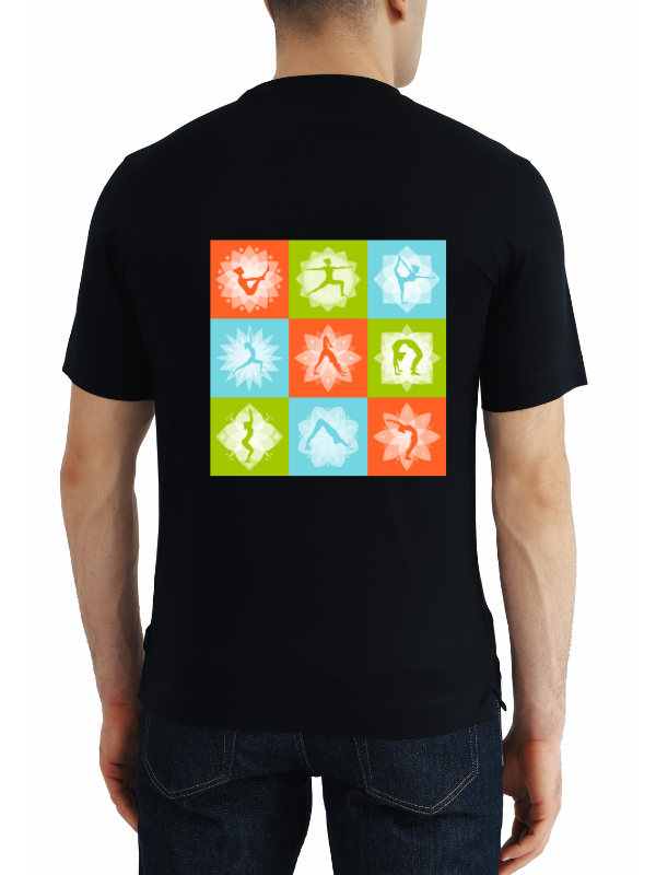 yoga day short sleeves printed graphic - unisex t-shirt black vii