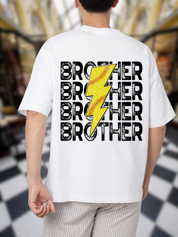 Brother T-Shirt, White Graphic Print Casual Oversized Unisex T-Shirt