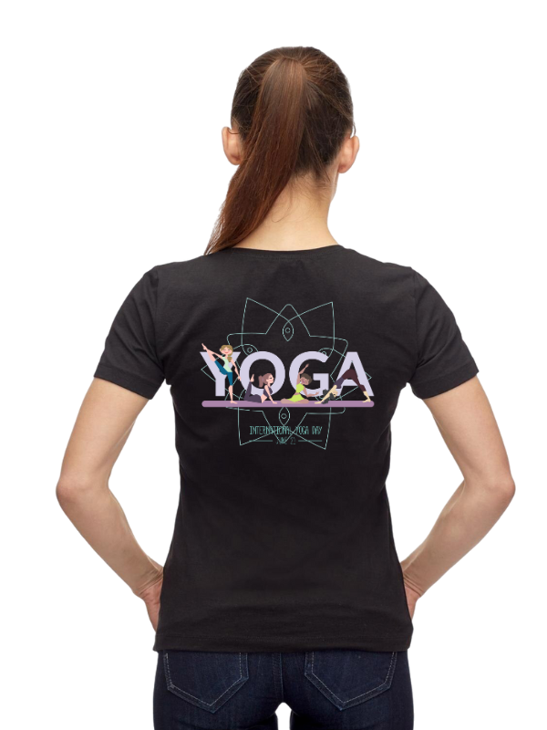 yoga day short sleeves printed graphic - unisex t-shirt black viii