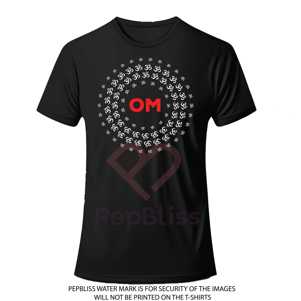 Om Symbol T-Shirt, Spiritual Design with Om Pattern, Black Unisex Cotton