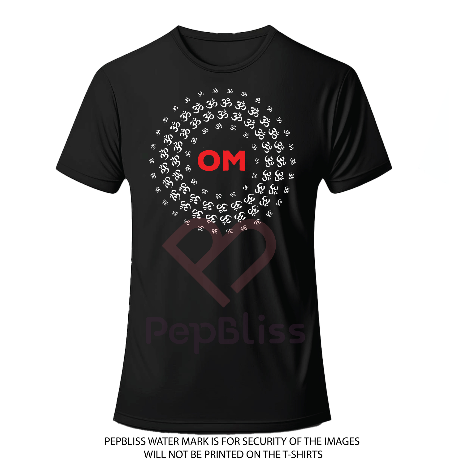 Om Symbol T-Shirt, Spiritual Design with Om Pattern, Black Unisex Cotton