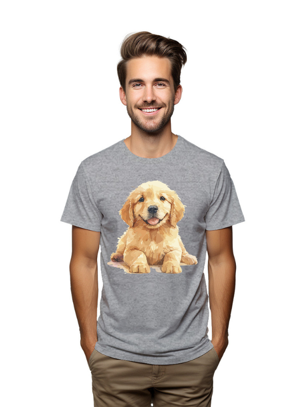 Golden Pup Charm – Cute Puppy Graphic T-Shirt