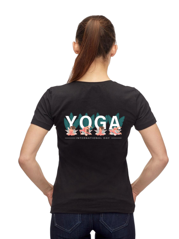 yoga day short sleeves printed graphic - unisex t-shirt black x
