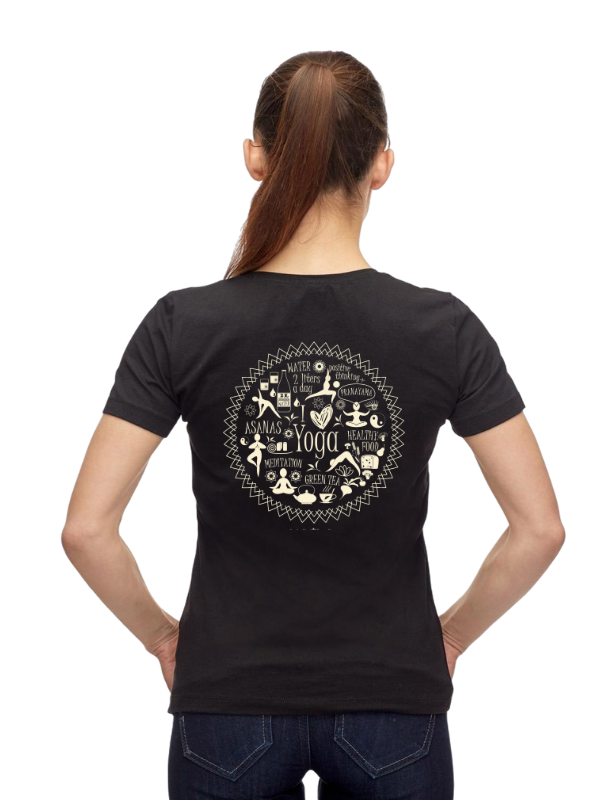 yoga day short sleeves printed graphic - unisex t-shirt black xi