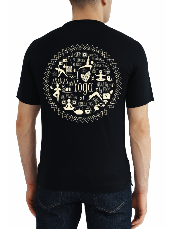 yoga day short sleeves printed graphic - unisex t-shirt black xi