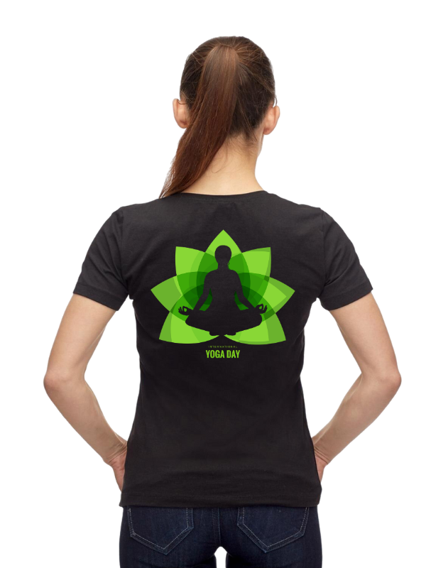 yoga day short sleeves printed graphic - unisex t-shirt black vi