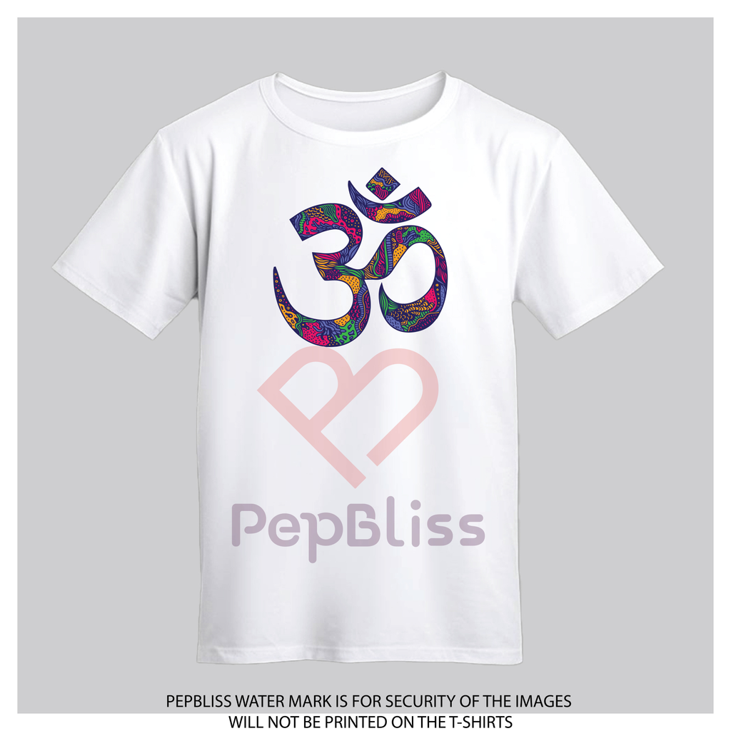 Om Symbol T-Shirt, White Cotton Unisex Tee, Spiritual Design
