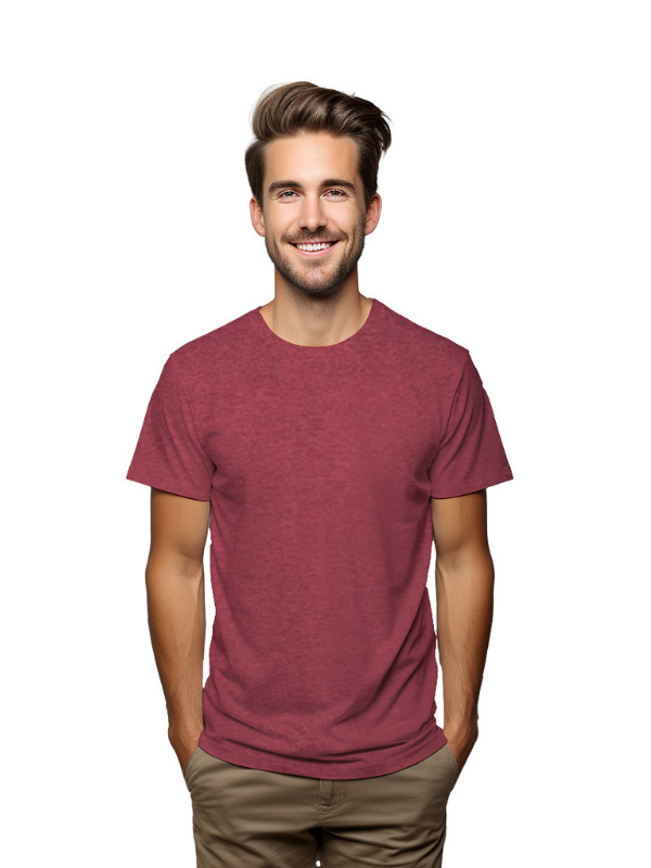 Premium Cotton Plain Cardinal Heather T-Shirt , Regular Fit,  Unisex