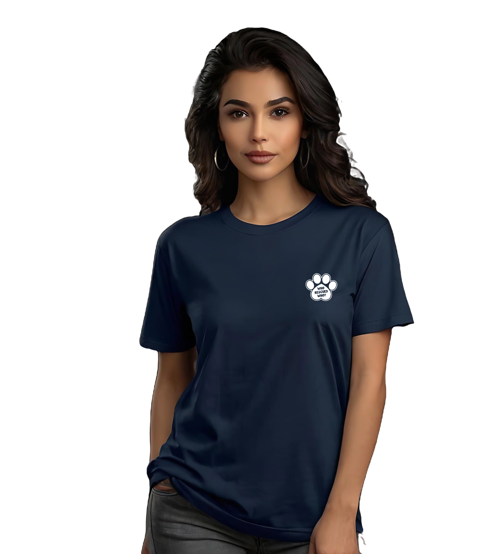Dog Paws Round Neck Blue T-Shirt