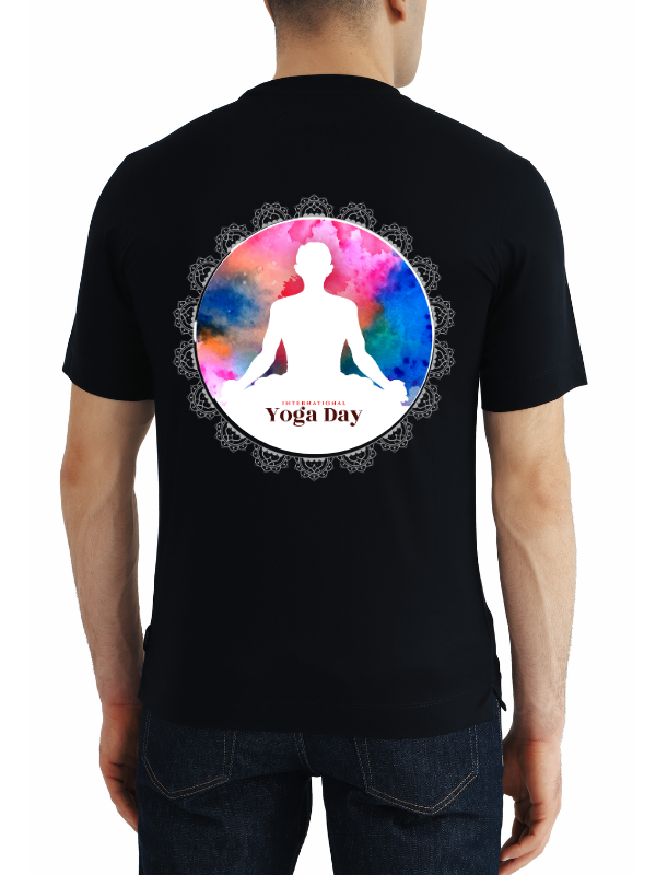 yoga day short sleeves printed graphic - unisex t-shirt black iv