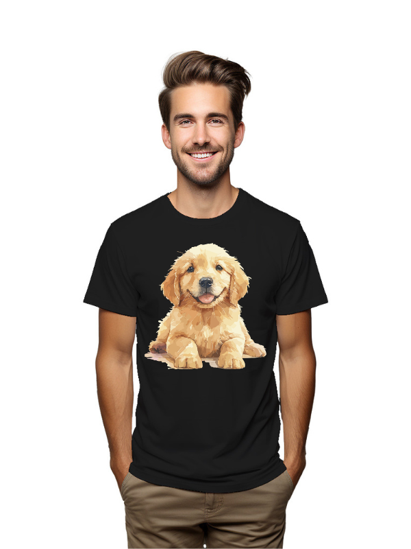 Golden Pup Charm – Cute Puppy Graphic T-Shirt