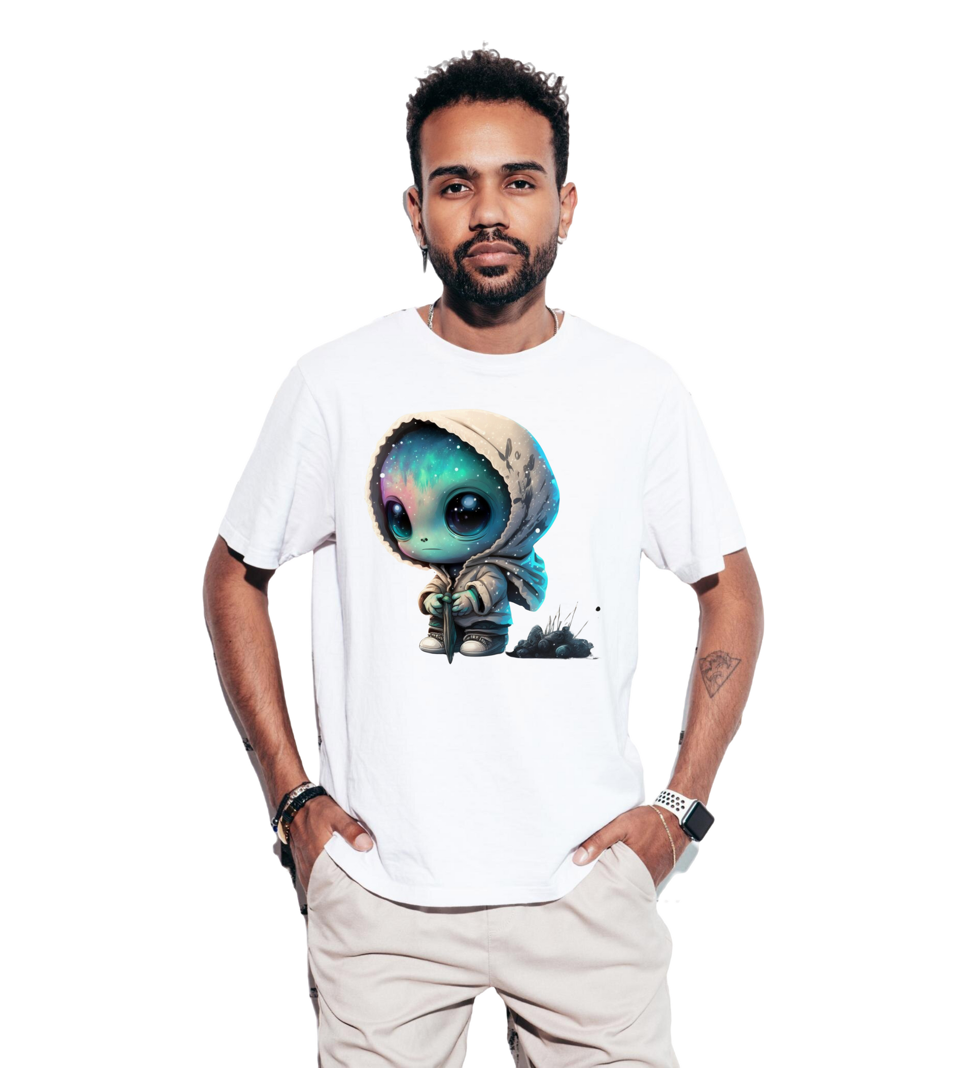 Pepbliss Round Neck White T-Shirt Alien