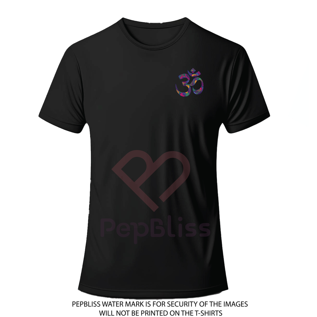 Seven Chakra T-Shirt, Black Cotton, Spiritual Symbols Design