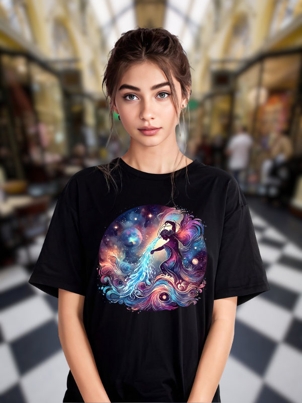 Galaxy Art Pisces Unisex T-Shirt, Black Cotton, Cosmic Fish Design