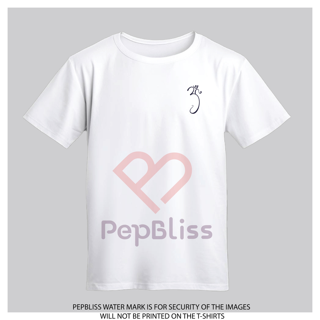 Artistic Om Design with Heart Logo White Cotton T-Shirt
