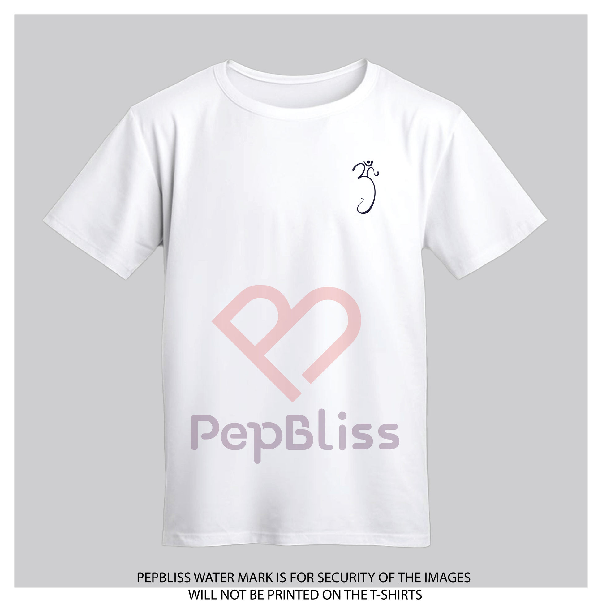 Artistic Om Design with Heart Logo White Cotton T-Shirt