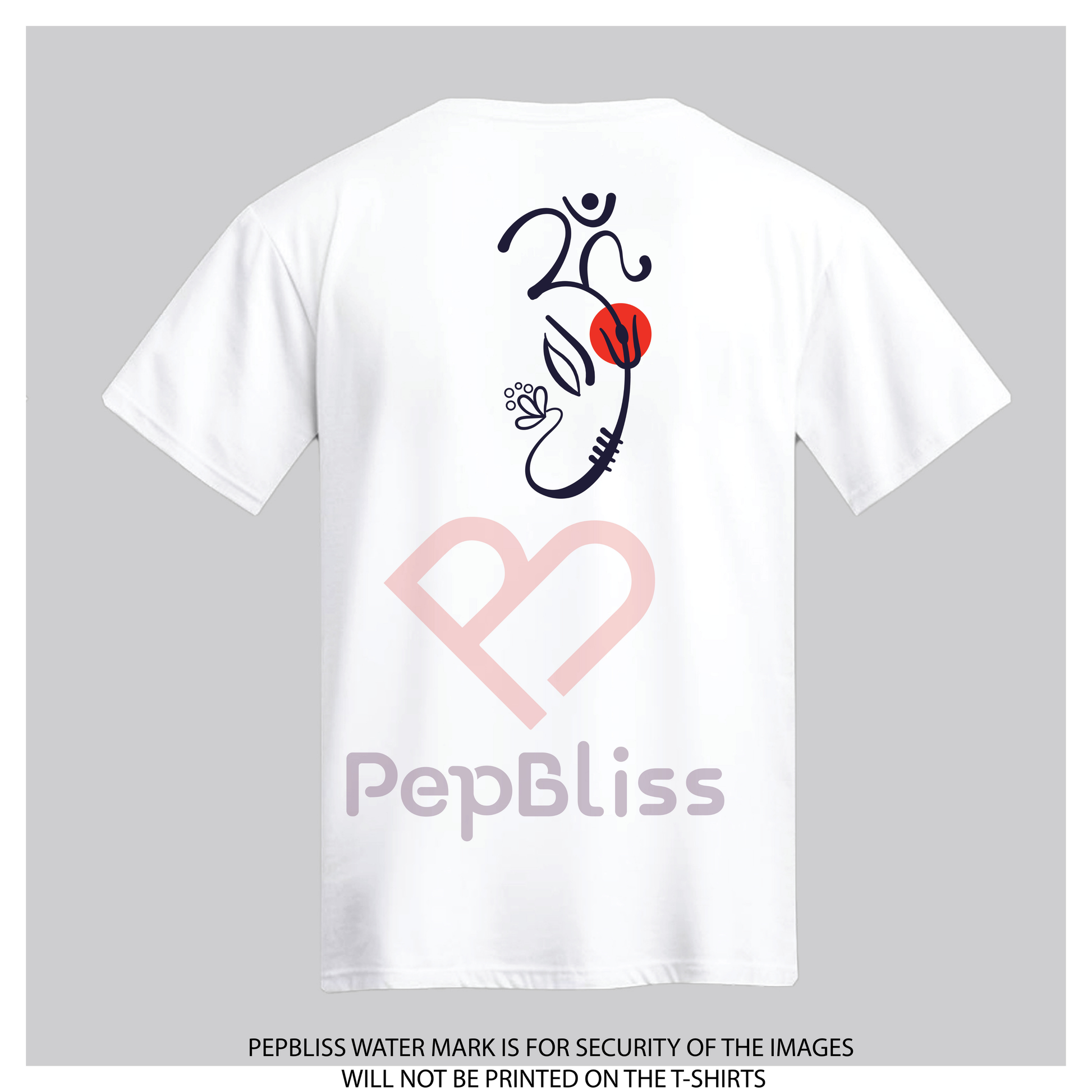 Artistic Om Design with Heart Logo White Cotton T-Shirt