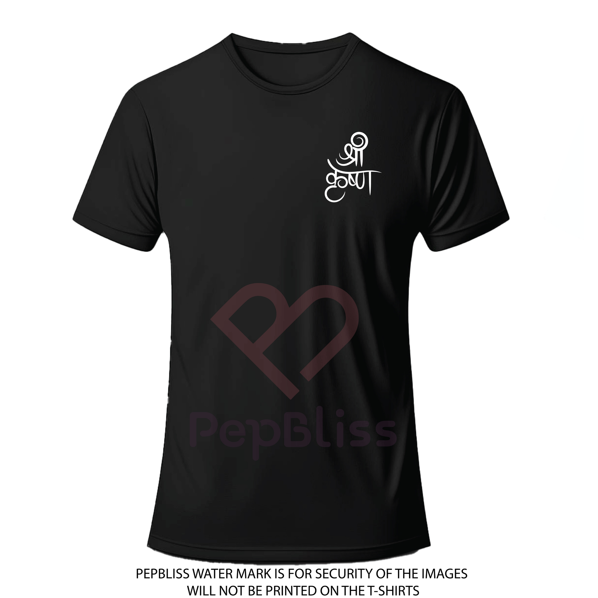 Artistic Flute Lord Krishna Graphic T-Shirt, Black Cotton, Music Design