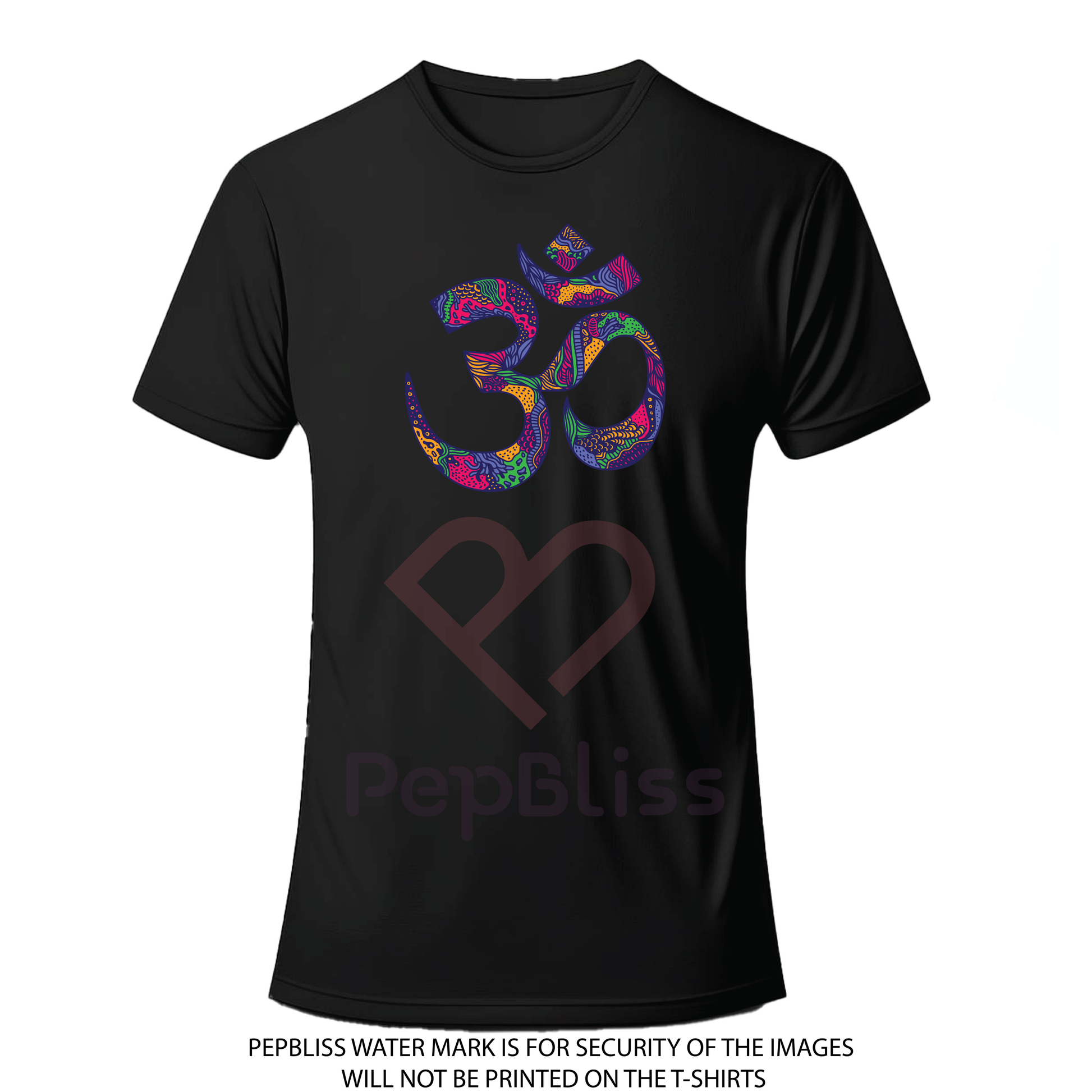 Om Symbol and Chakra Design, Spiritual Print Black T-Shirt