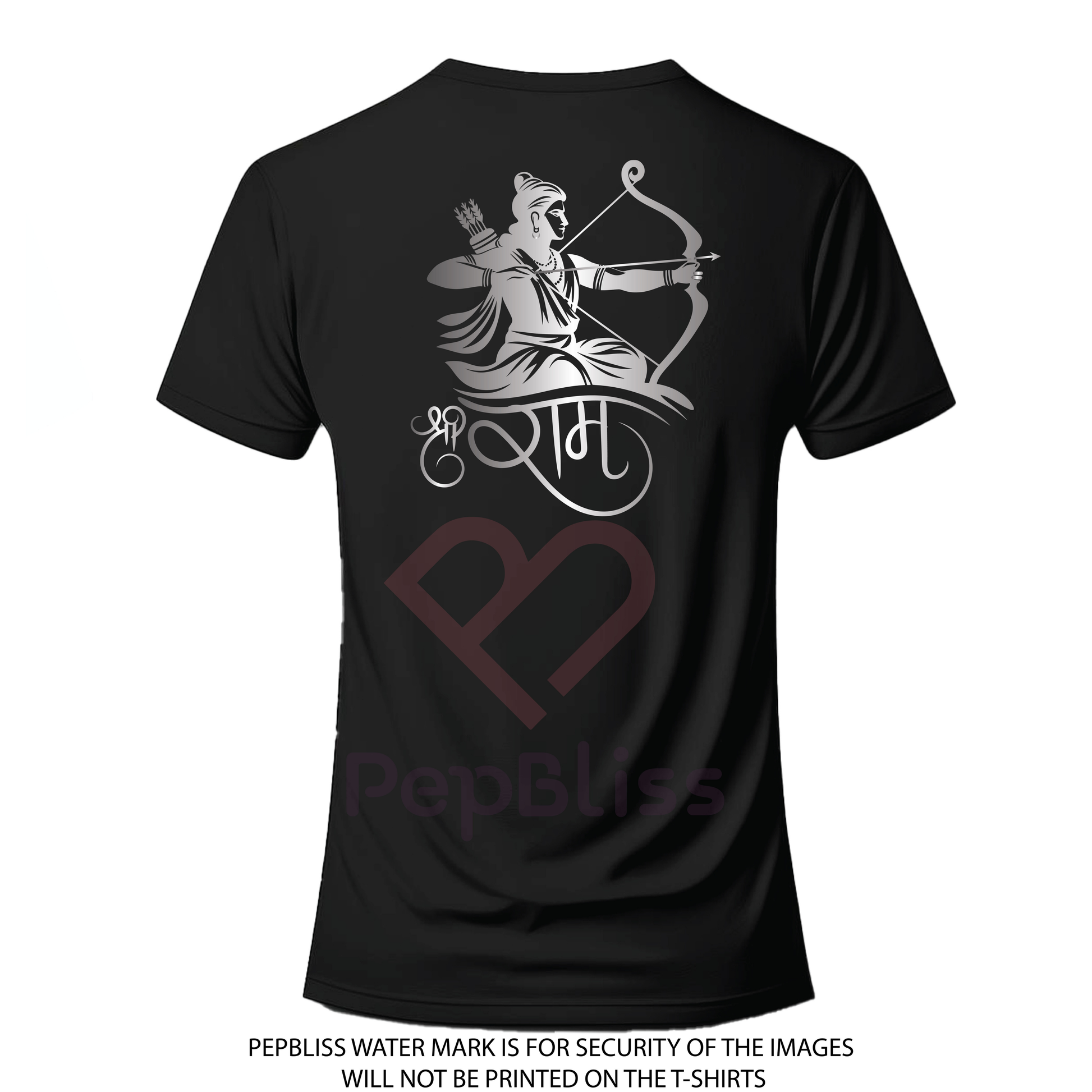 Lord Ram Design with Archer Illustration, Spiritual Print, Black