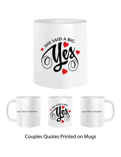 Pep Bliss Customizable Photo Mug, White Ceramic Coffee Cup, 350 ML, She Said Yes