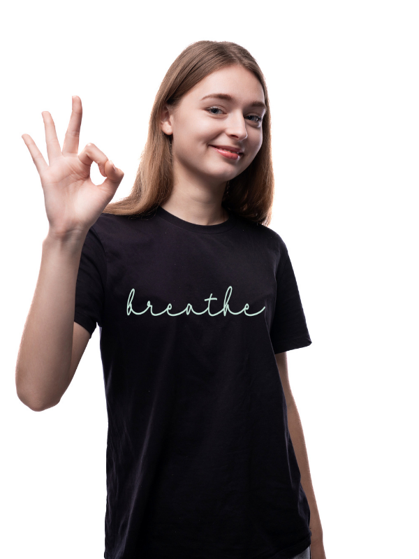 BREATHE SIMPLE TEXT - UNISEX YOGA T-SHIRT