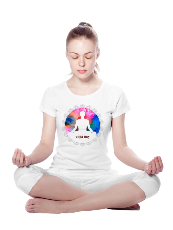yoga day padmasana pose printed graphic - unisex t-shirt