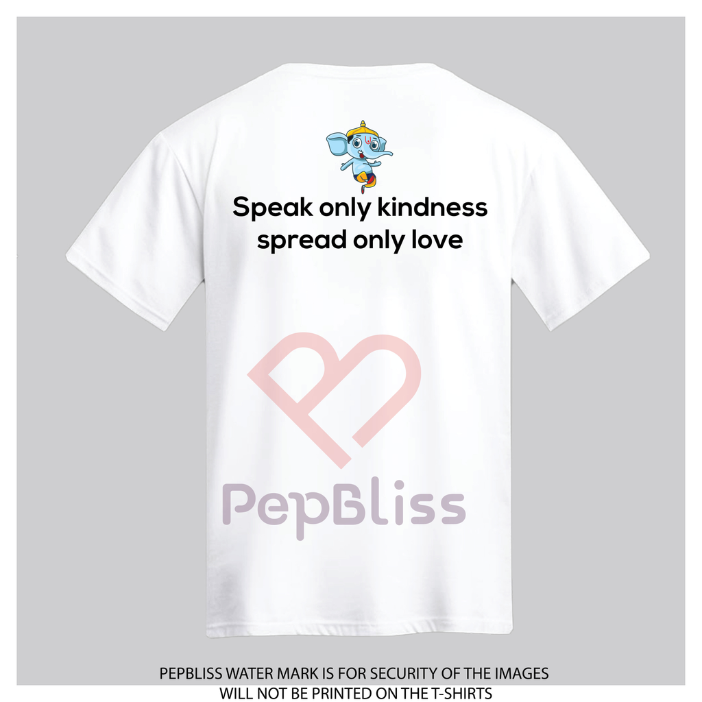 Speak Only Kindness cute Ganesha Printed white t-shirt