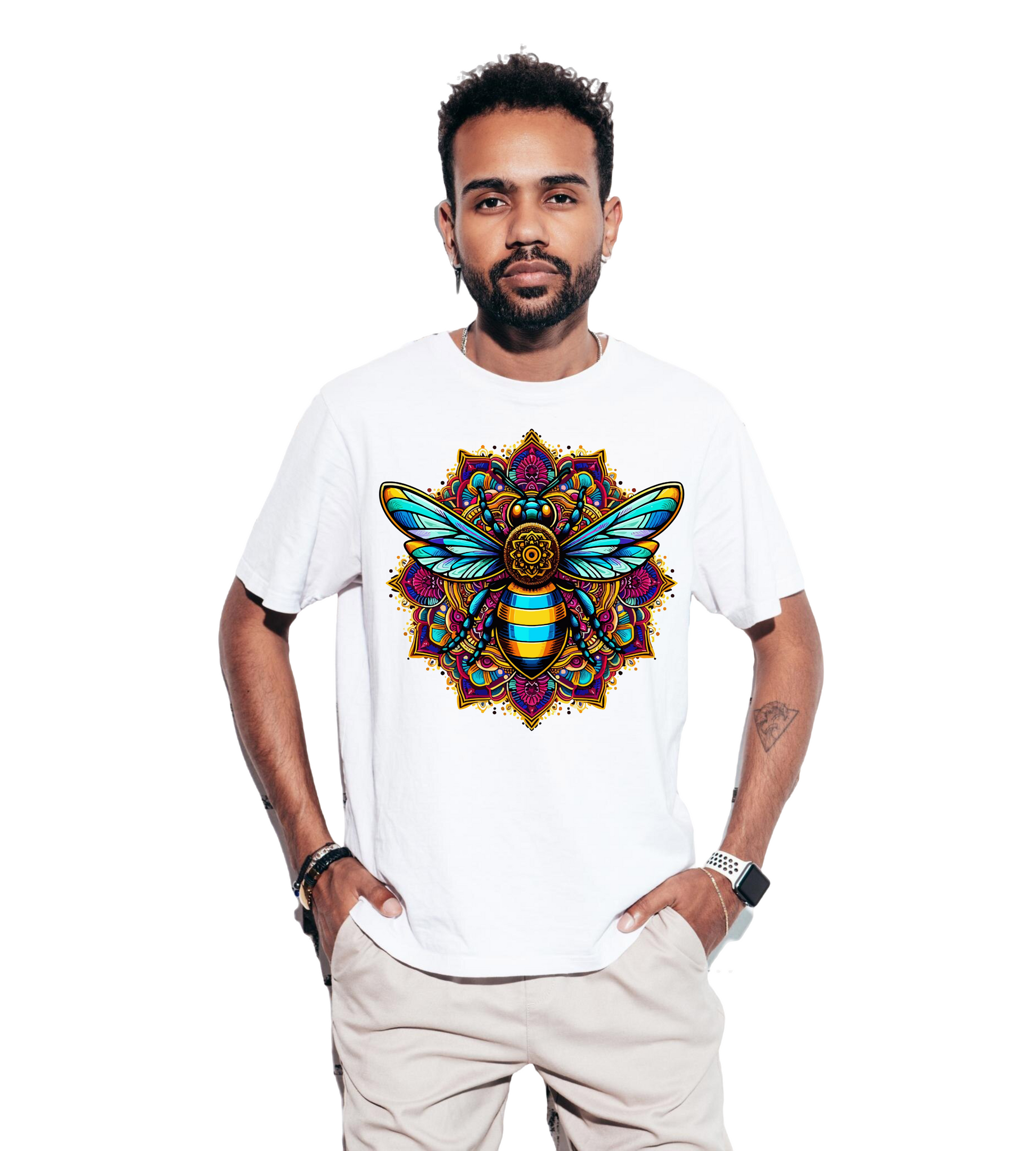 MANADALA ART BEE T-SHIRT WHITE