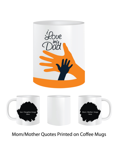 Pep Bliss Customizable Photo Mug, White Ceramic Coffee Cup, 350 ML, I Love My Dad with 2 Images