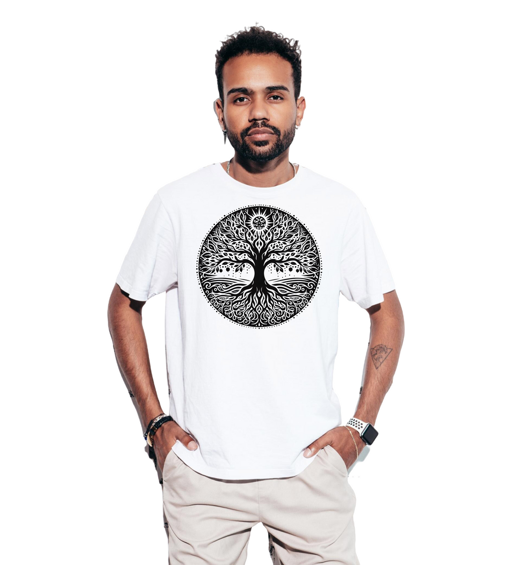 Pepbliss Round Neck White T-Shirt Tree Life art (Copy)