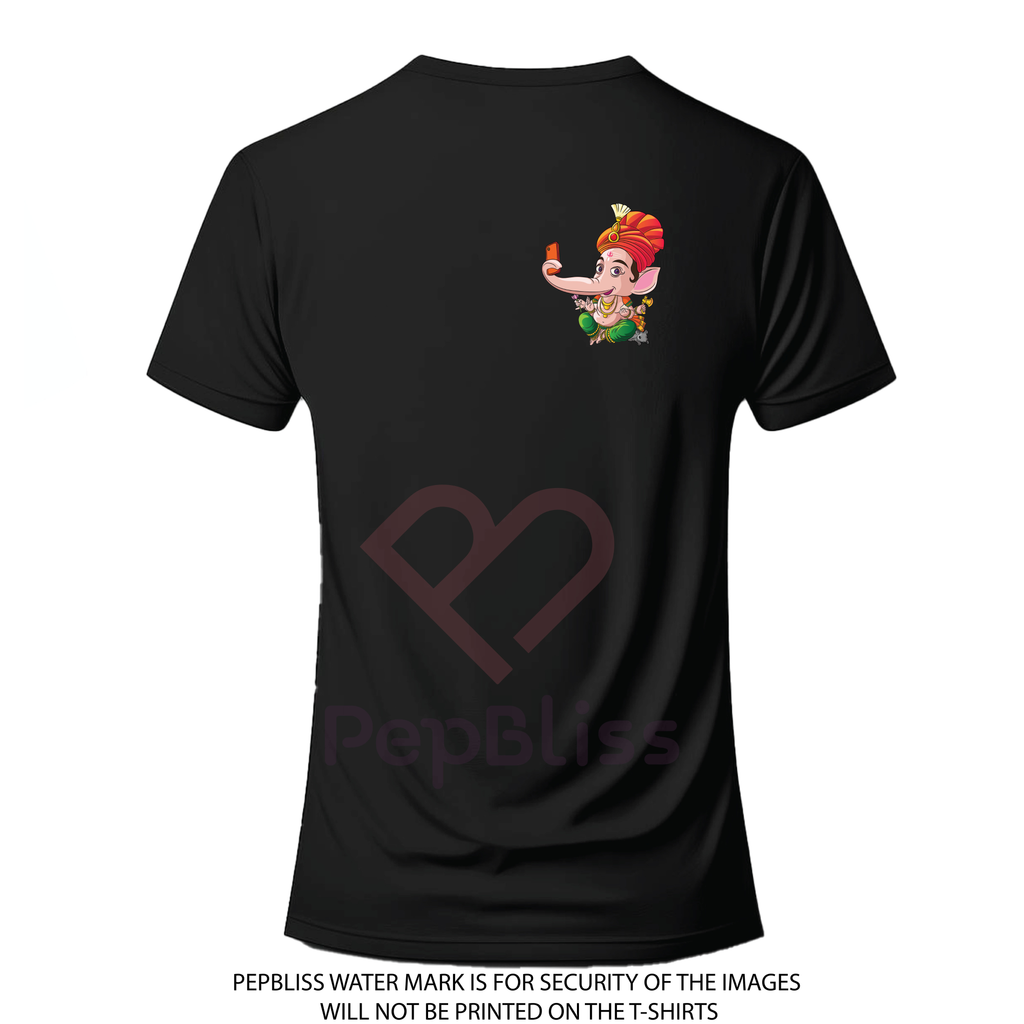 Say No Mobile While Driving Print, Cartoon Ganesha Design. Black Unisex