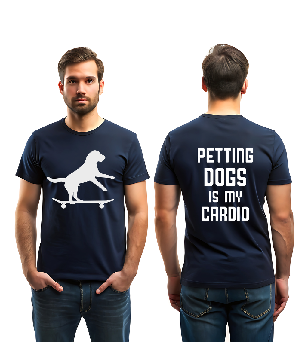 Petting dogs is my cardio navy blue unisex t-sirt