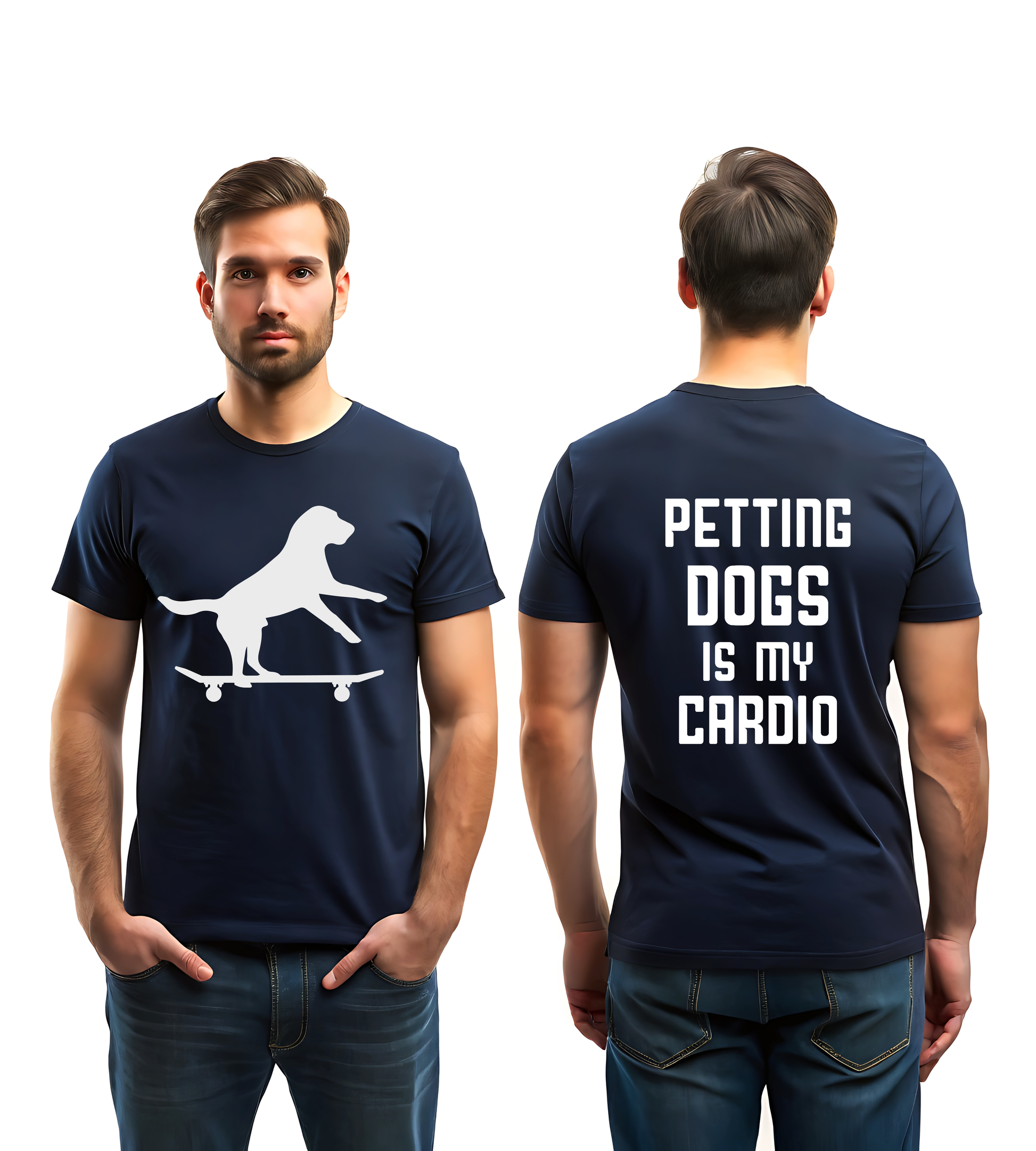 Petting dogs is my cardio navy blue unisex t-sirt