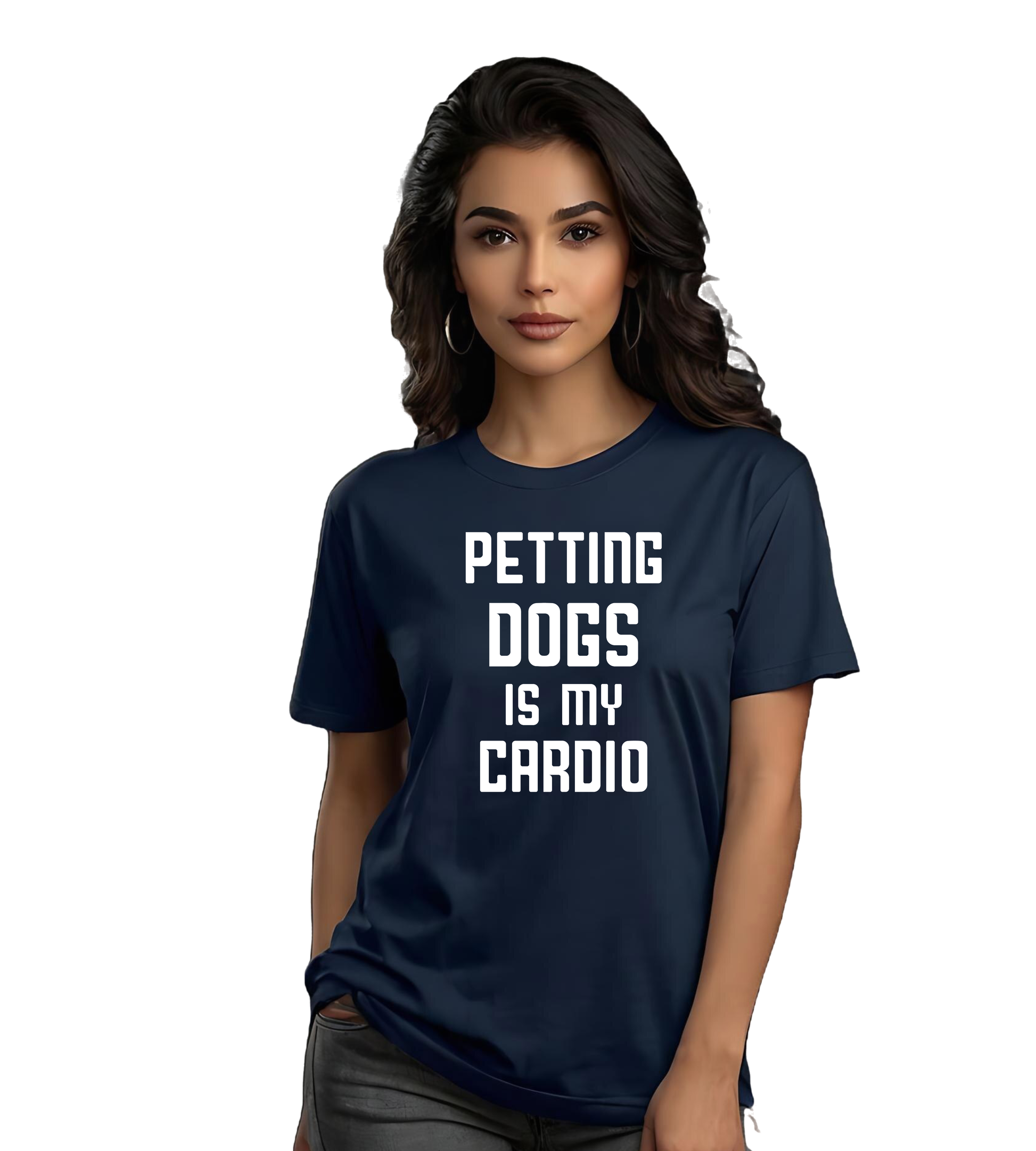 Petting dogs is my cardio navy blue unisex t-sirt