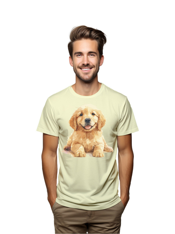 Golden Pup Charm – Cute Puppy Graphic T-Shirt