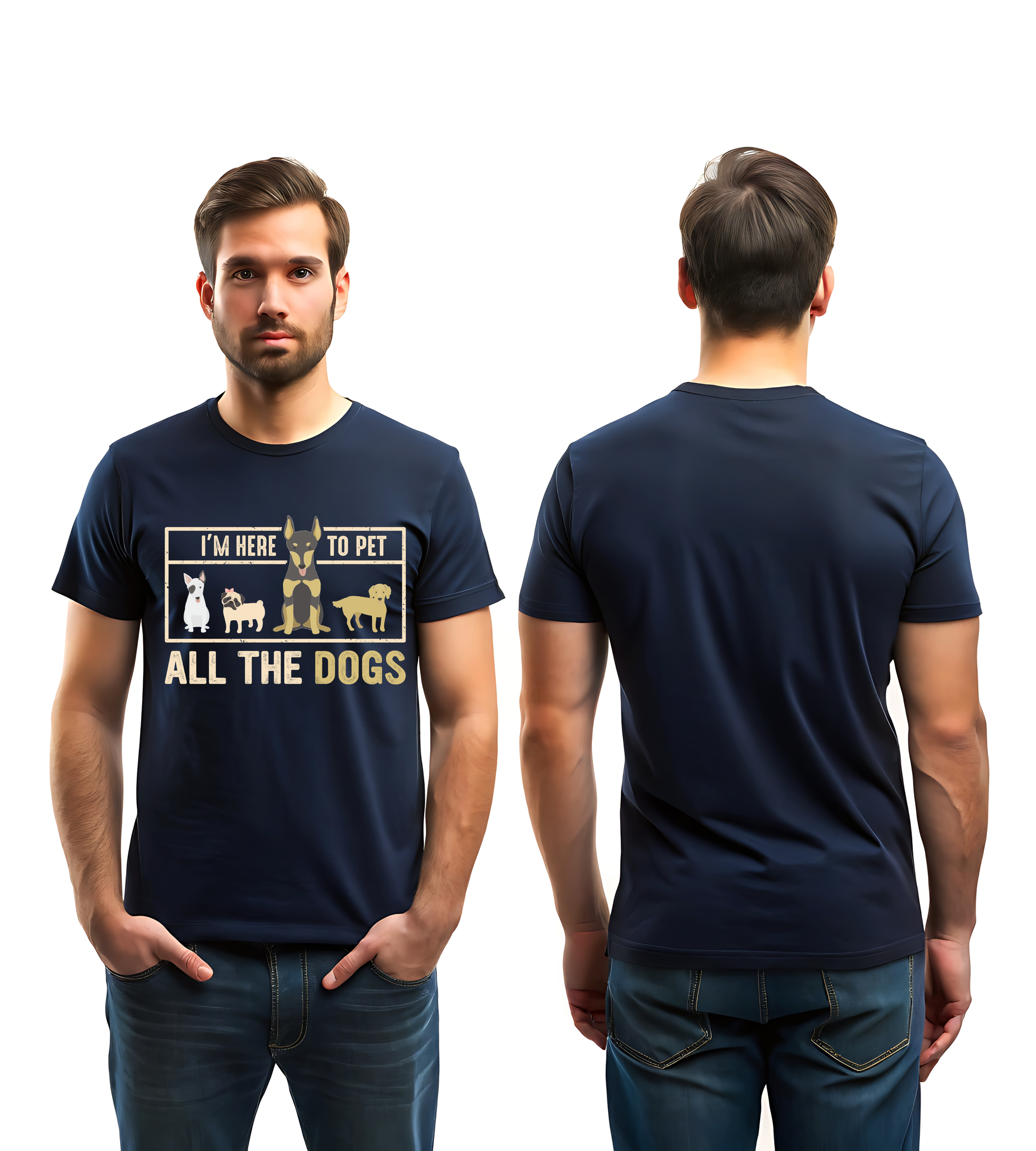 I Am Here to Pet all the Dogs T-shirt Blue - Premium Quality - Unisex