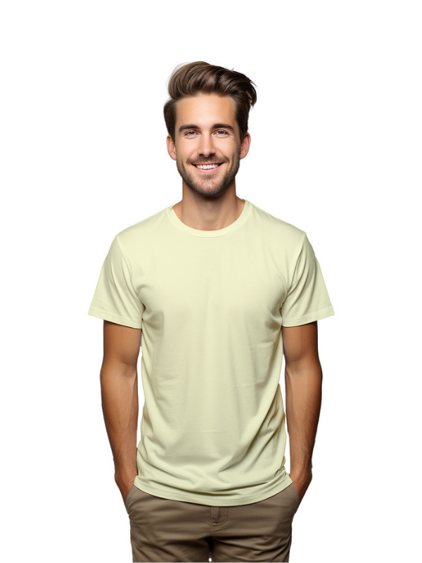 Premium Cotton Plain  Pale Yellow T-Shirt , Regular Fit,  Unisex