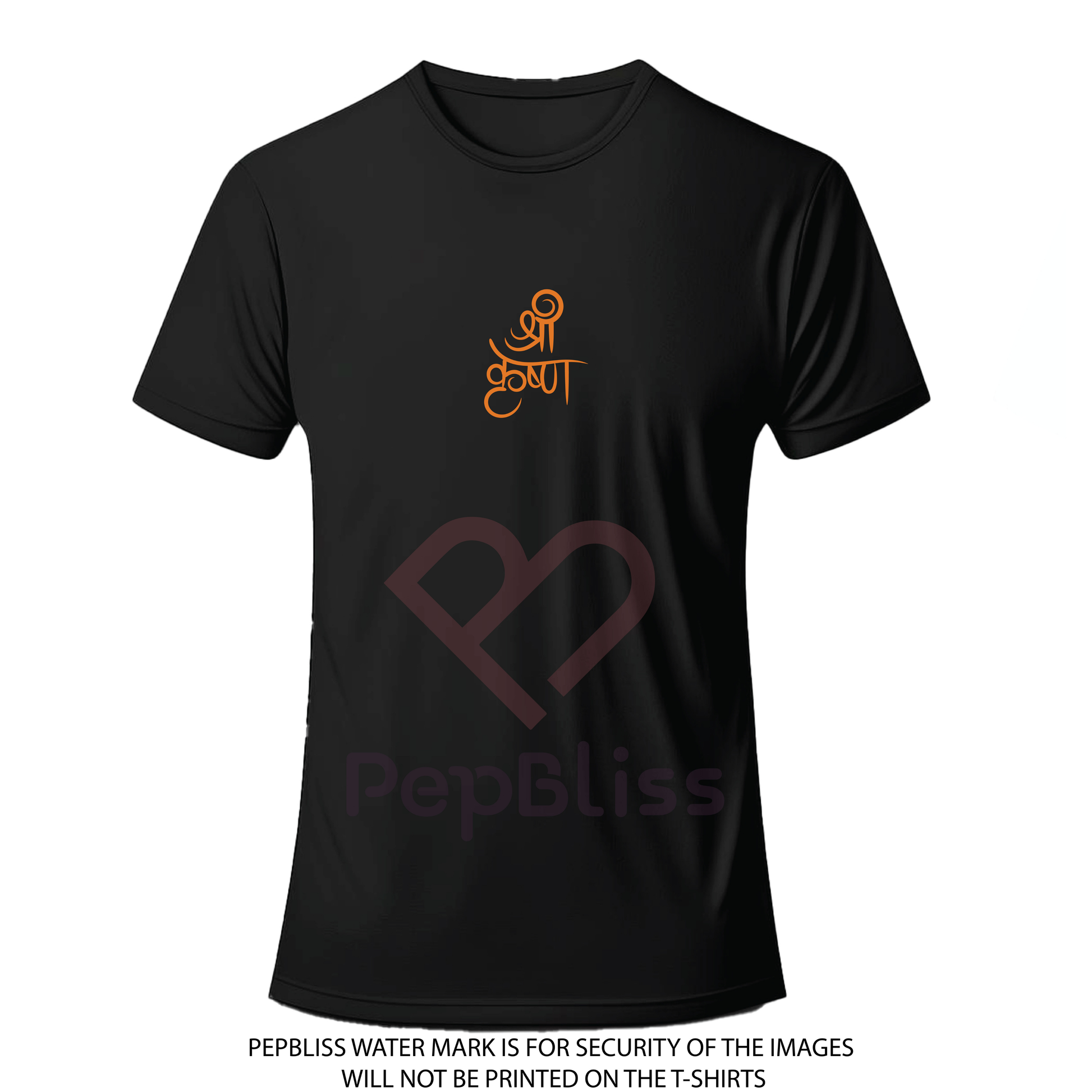 Krishna Design, Artistic Theme Unisex, Black Cotton T-Shirt